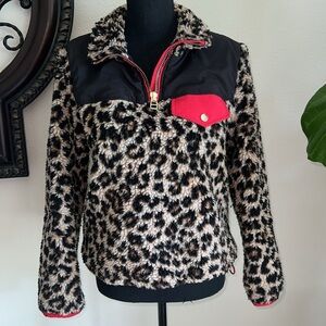 VERONICA BEARD Jeans Women’s Kylan Animal Print Sherpa Pullover Leopard Medium